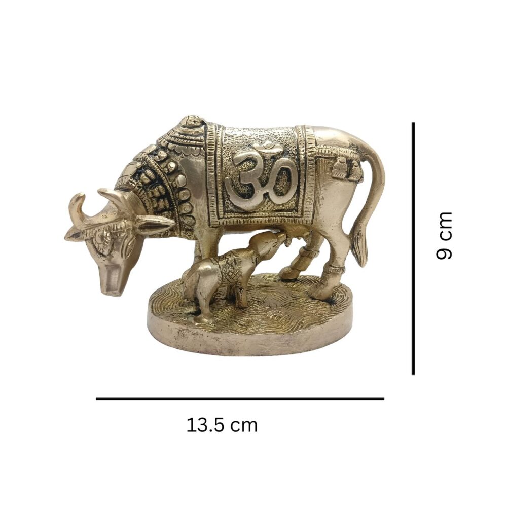 Brass Kamdhenu Cow with Calf statue