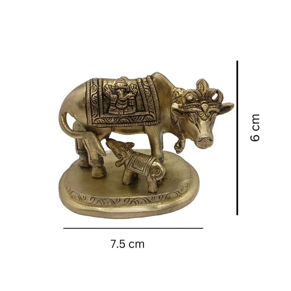 Brass Kamdhenu Cow with Calf statue
