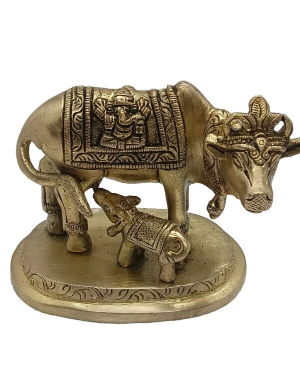 Brass Kamdhenu Cow with Calf idol
