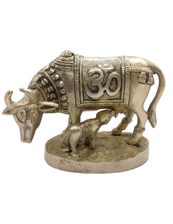 Brass Kamdhenu Cow with Calf idol