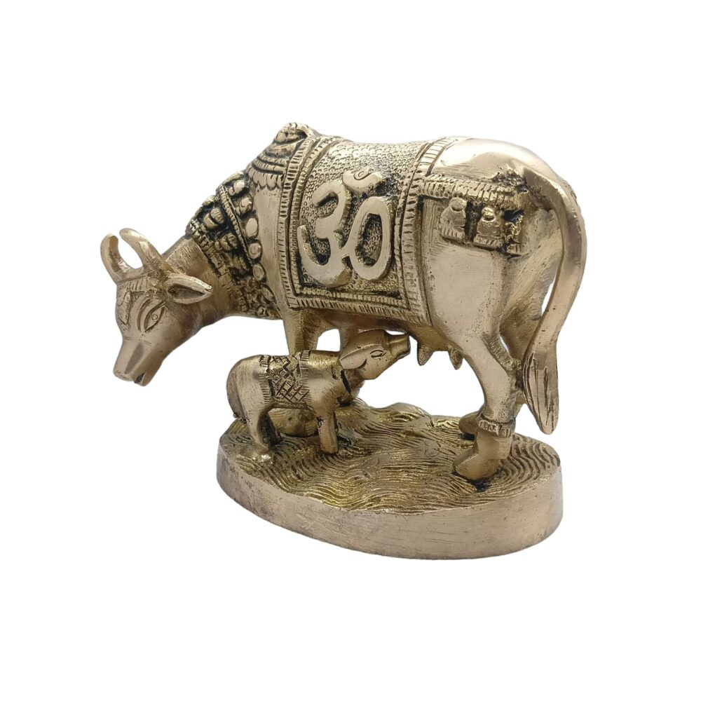 Brass Cow with Calf statue